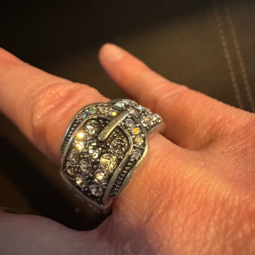 Silver Rhinestone Buckle Ring - Picture 4 of 4